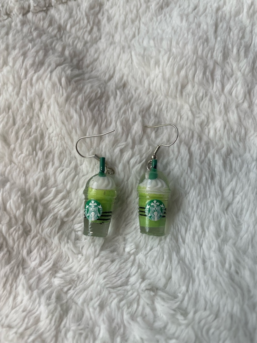 Starbucks Lime Green Frappuccino Charm Dangle Earrings